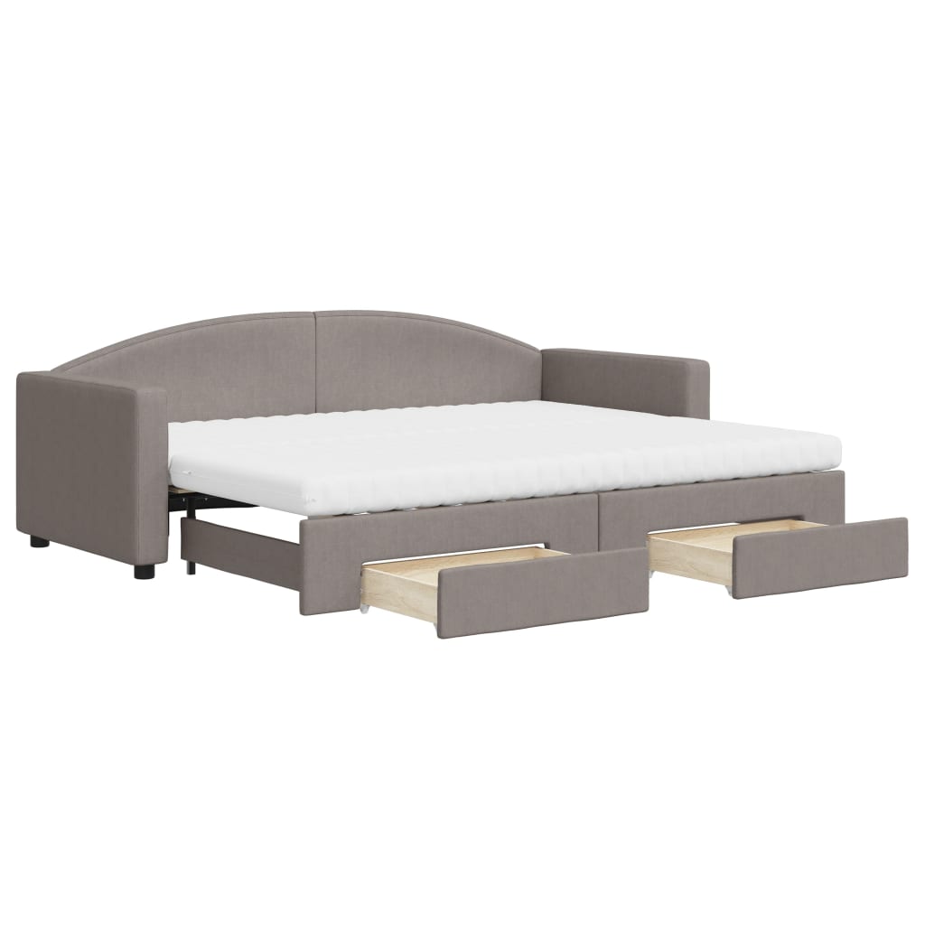 vidaXL Sofa rozsuwana z szufladami, taupe, 80x200 cm, tkanina