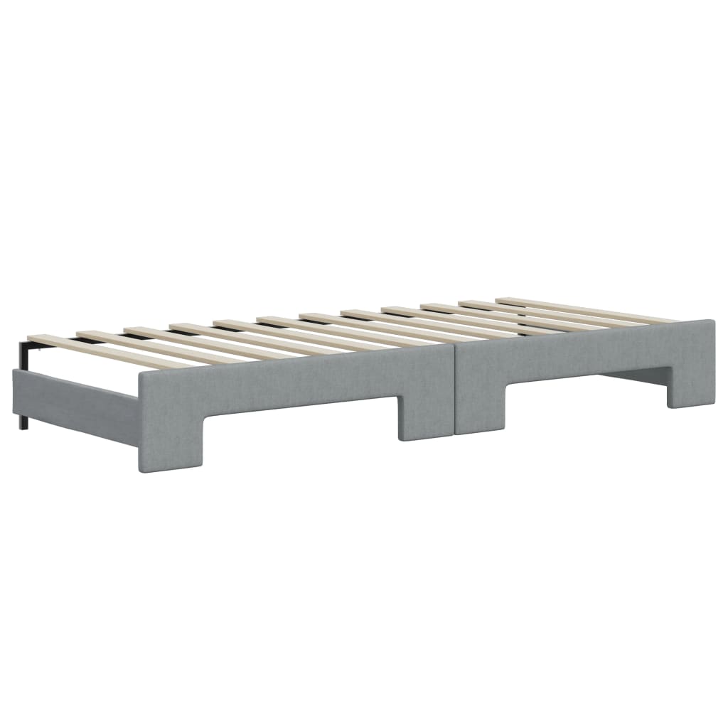 vidaXL Sofa rozsuwana z szufladami, jasnoszara, 90x200 cm, tkanina