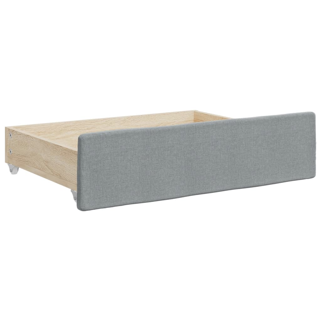 vidaXL Sofa rozsuwana z szufladami, jasnoszara, 90x200 cm, tkanina
