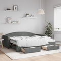 vidaXL Sofa rozsuwana z szufladami, ciemnoszara, 90x200 cm, tkanina