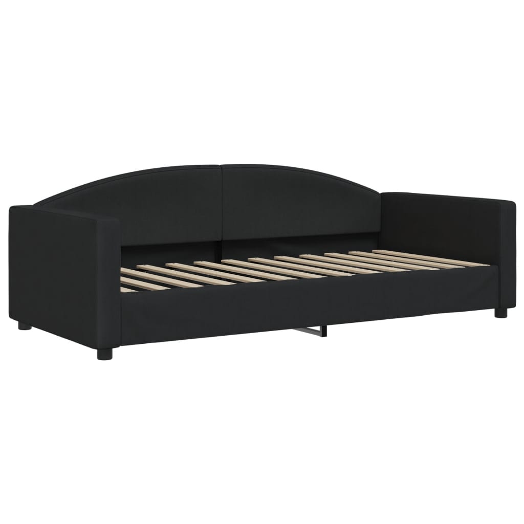 vidaXL Sofa rozsuwana z szufladami, czarna, 90x200 cm, tkanina