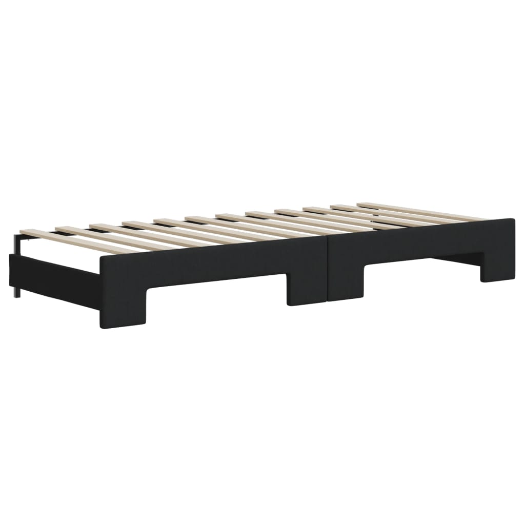 vidaXL Sofa rozsuwana z szufladami, czarna, 90x200 cm, tkanina