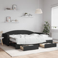 vidaXL Sofa rozsuwana z szufladami, czarna, 90x200 cm, tkanina