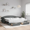 vidaXL Sofa rozsuwana z szufladami, ciemnoszara, 100x200 cm, tkanina