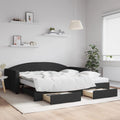 vidaXL Sofa rozsuwana z szufladami, czarna, 100x200 cm, tkanina