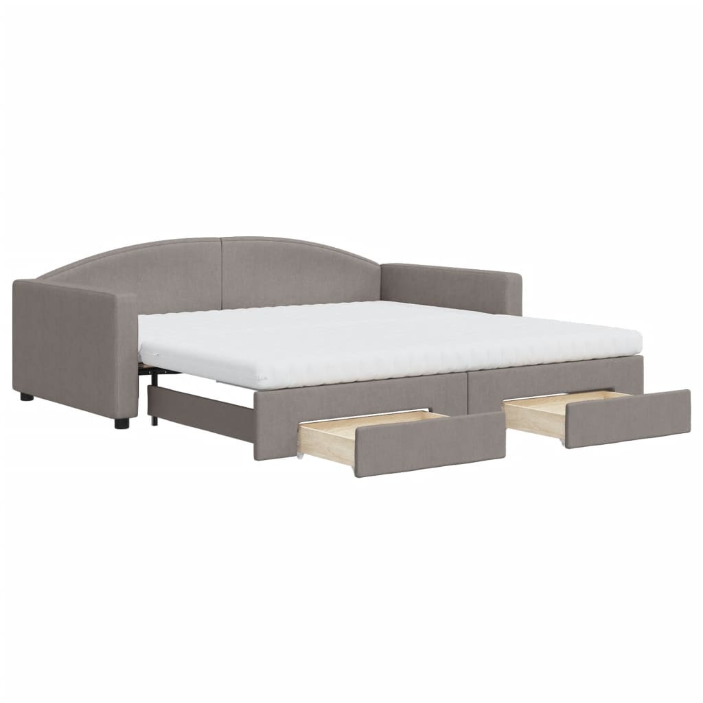 vidaXL Sofa rozsuwana z szufladami, taupe, 100x200 cm, tkanina