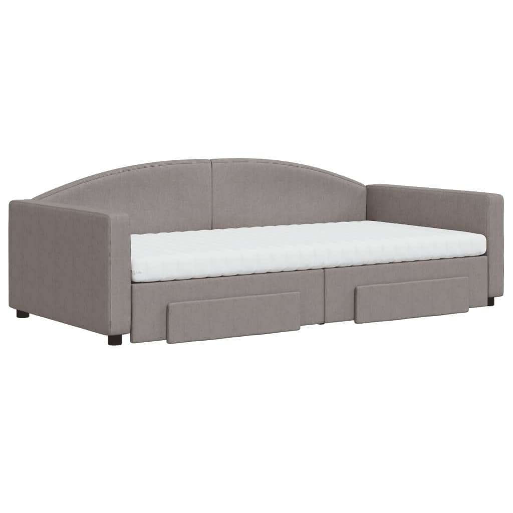 vidaXL Sofa rozsuwana z szufladami, taupe, 100x200 cm, tkanina