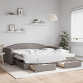 vidaXL Sofa rozsuwana z szufladami, taupe, 100x200 cm, tkanina