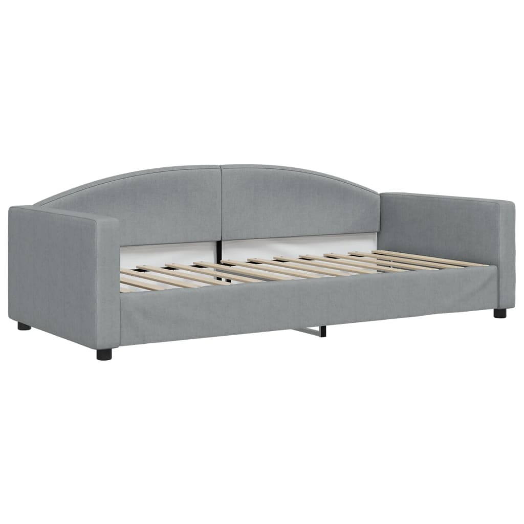 vidaXL Sofa rozsuwana z szufladami, jasnoszara, 90x190 cm, tkanina