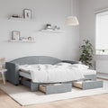 vidaXL Sofa rozsuwana z szufladami, jasnoszara, 90x190 cm, tkanina