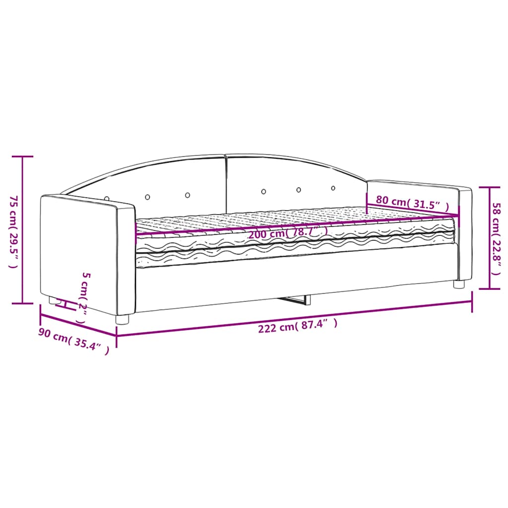vidaXL Sofa z materacem do spania, niebieska, 80x200 cm, aksamit