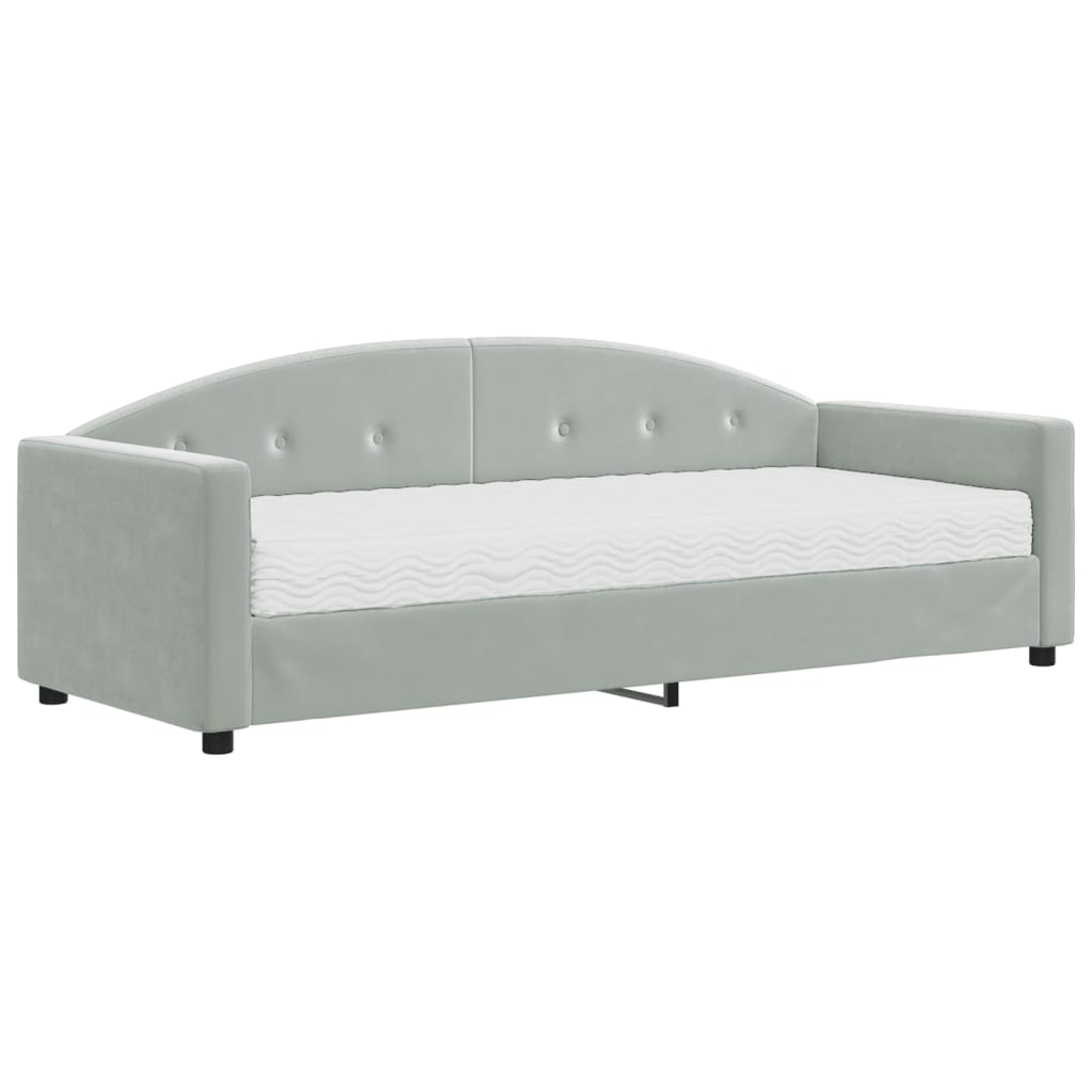 vidaXL Sofa z materacem do spania, jasnoszara, 80x200 cm, aksamit