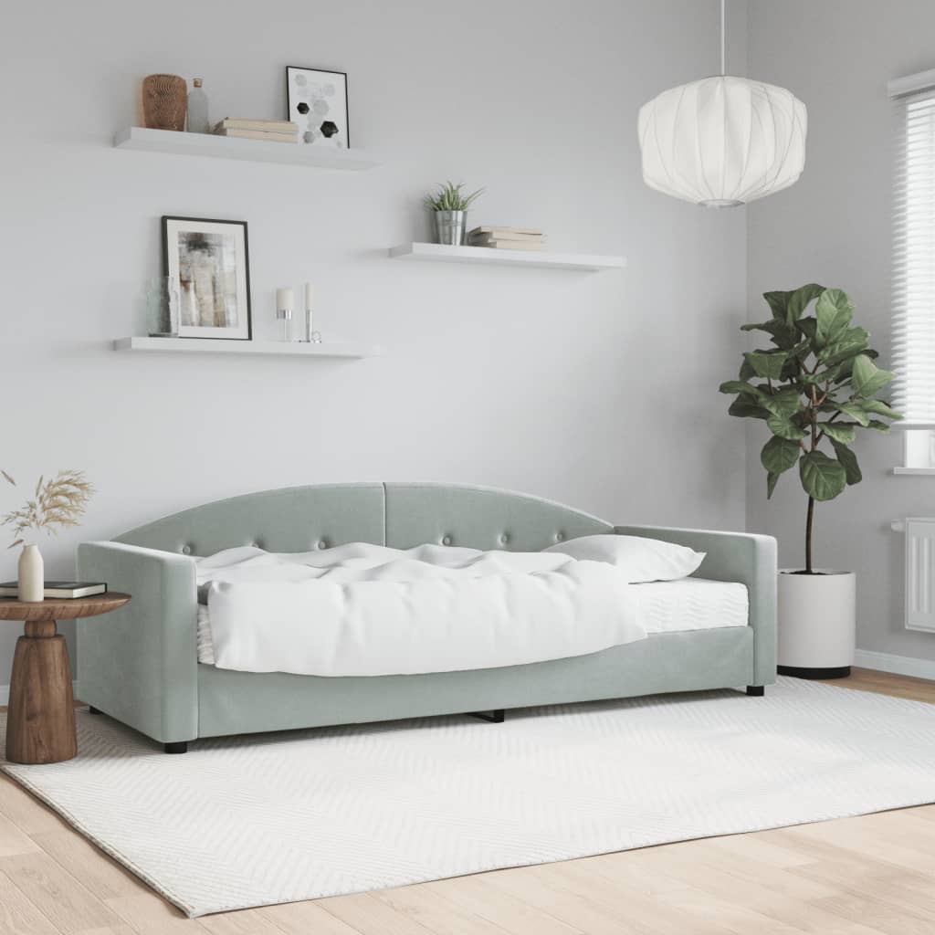 vidaXL Sofa z materacem do spania, jasnoszara, 80x200 cm, aksamit