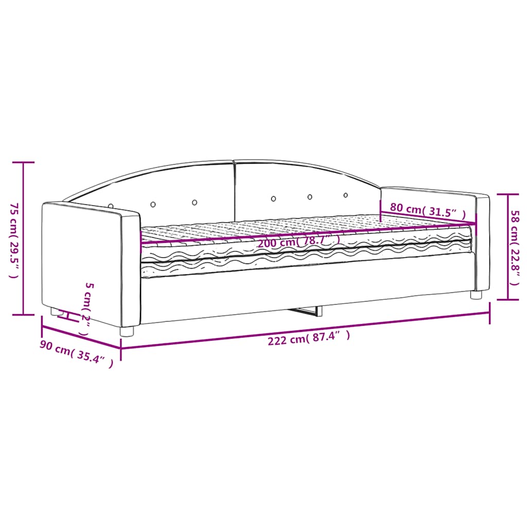 vidaXL Sofa z materacem do spania, ciemnozielona, 80x200 cm, aksamit