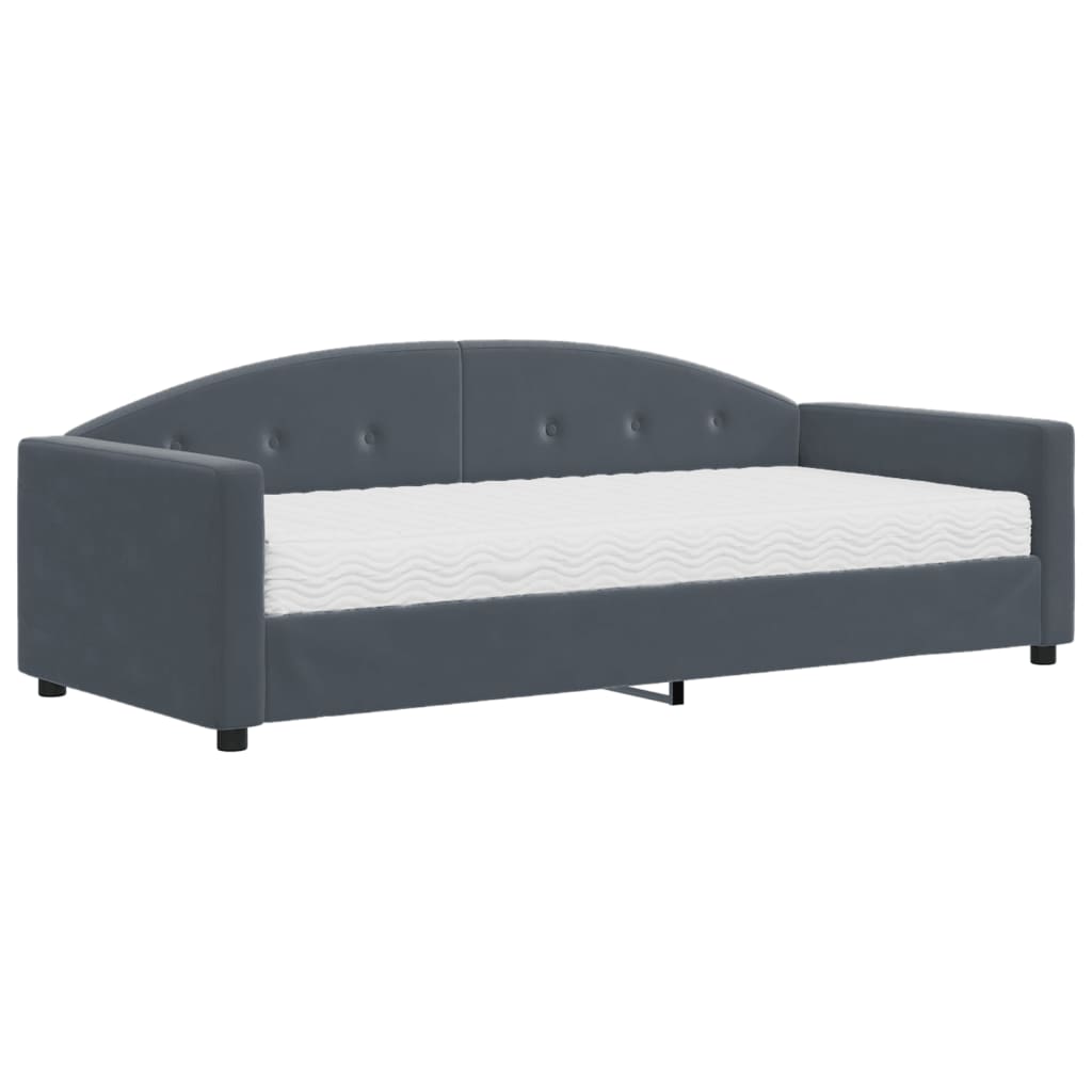 vidaXL Sofa z materacem do spania, ciemnoszara, 90x200 cm, aksamit