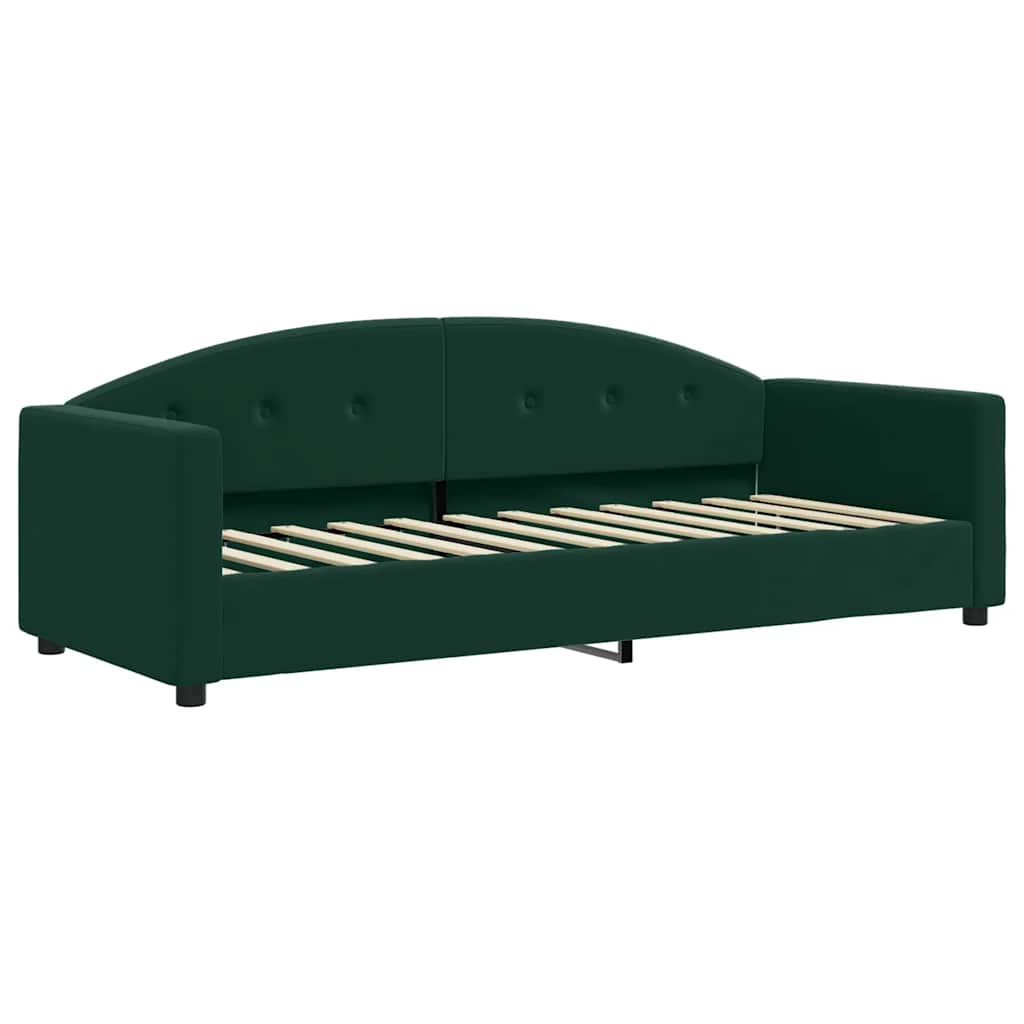 vidaXL Sofa z materacem do spania, ciemnozielona, 90x200 cm, aksamit