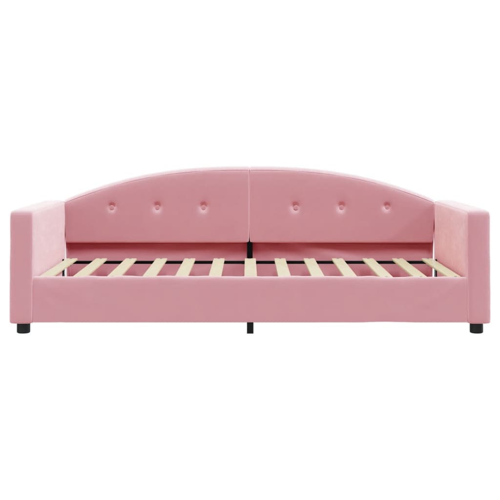 vidaXL Sofa z materacem do spania, różowa, 90x200 cm, aksamit