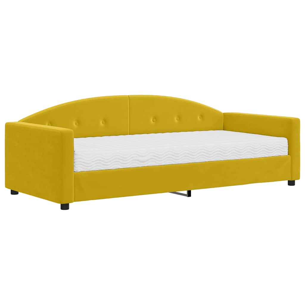 vidaXL Sofa z materacem do spania, żółta, 90x200 cm, aksamit