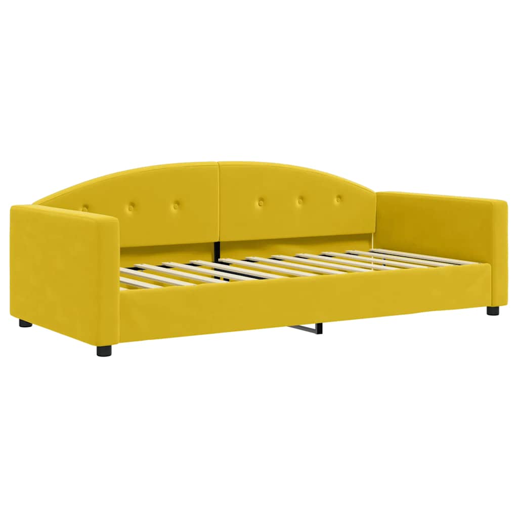 vidaXL Sofa z materacem do spania, żółta, 90x200 cm, aksamit