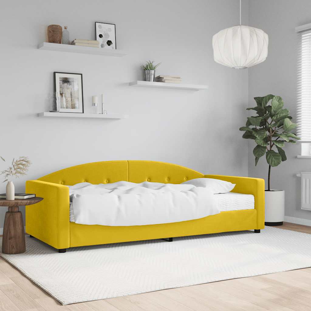 vidaXL Sofa z materacem do spania, żółta, 90x200 cm, aksamit