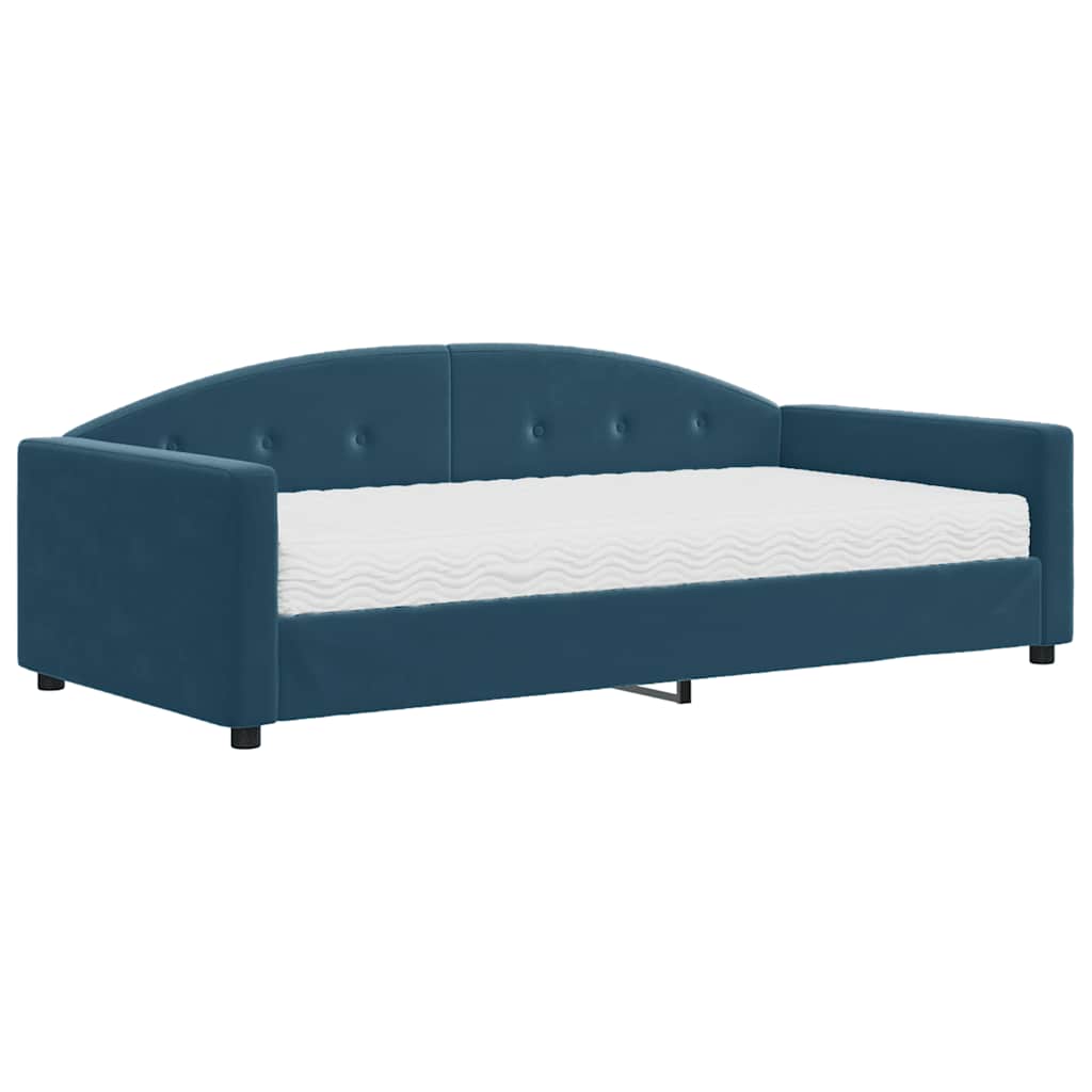 vidaXL Sofa z materacem do spania, niebieska, 100x200 cm, aksamit