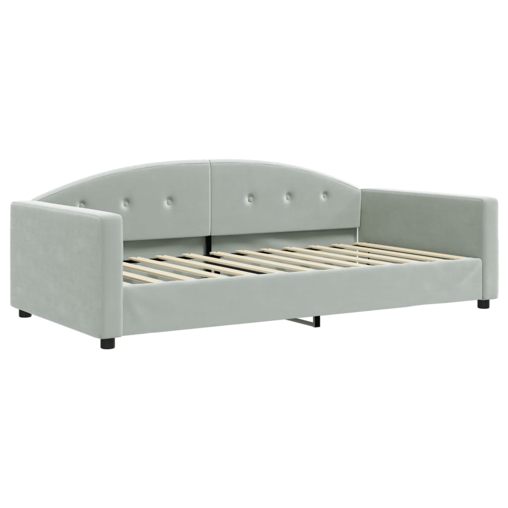 vidaXL Sofa z materacem do spania, jasnoszara, 100x200 cm, aksamit