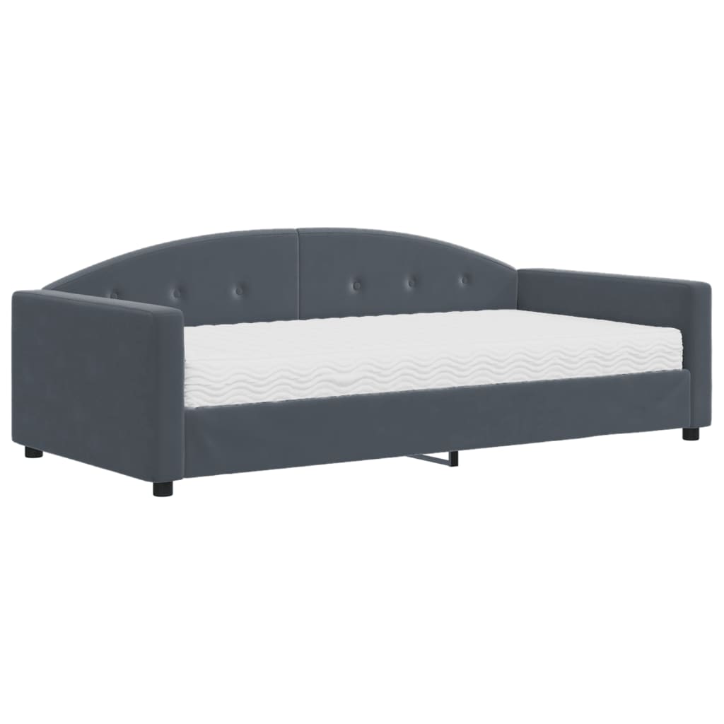 vidaXL Sofa z materacem do spania, ciemnoszara, 100x200 cm, aksamit