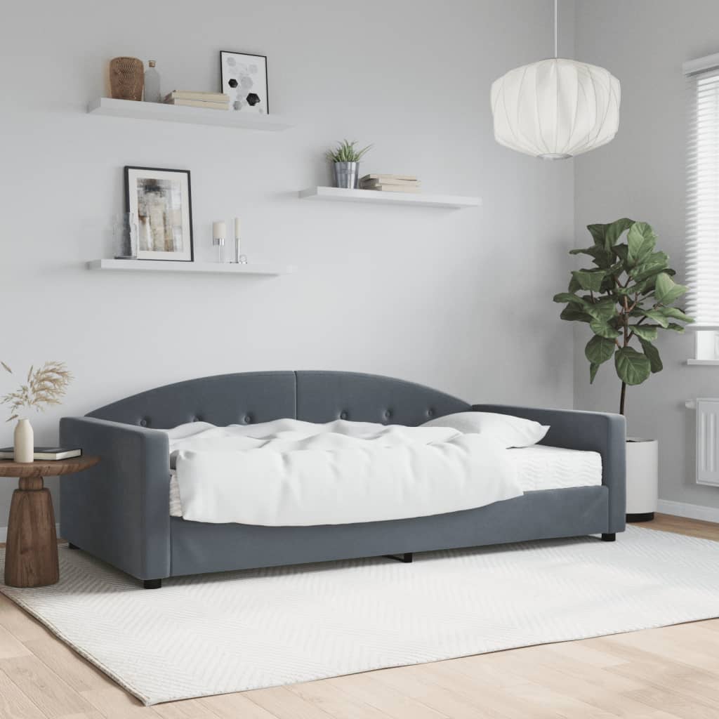 vidaXL Sofa z materacem do spania, ciemnoszara, 100x200 cm, aksamit