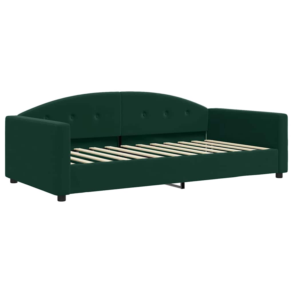 vidaXL Sofa z materacem do spania, ciemnozielona, 100x200 cm, aksamit