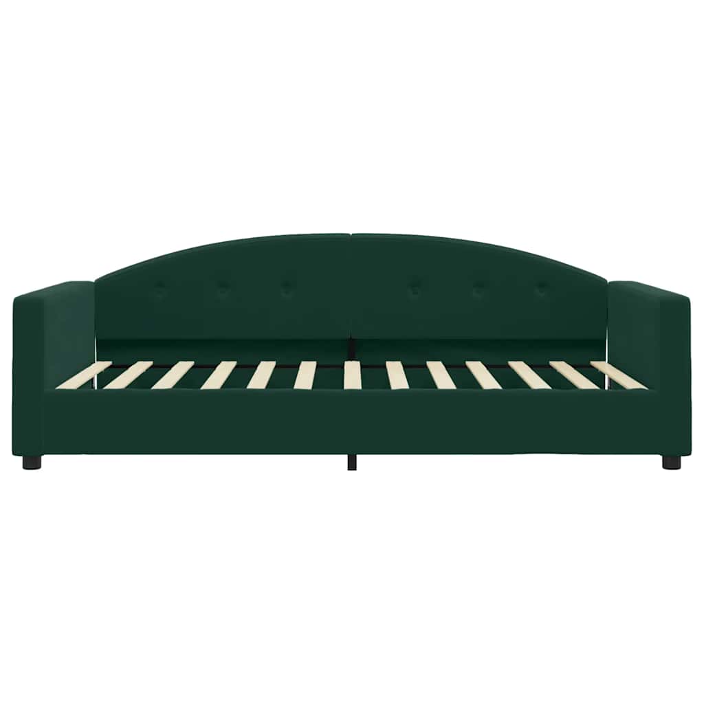 vidaXL Sofa z materacem do spania, ciemnozielona, 100x200 cm, aksamit