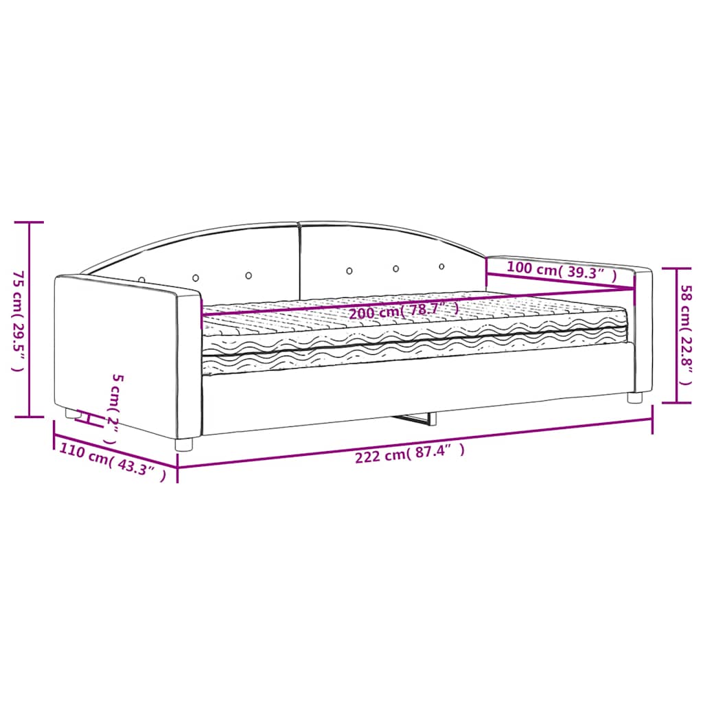 vidaXL Sofa z materacem do spania, ciemnozielona, 100x200 cm, aksamit