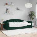 vidaXL Sofa z materacem do spania, ciemnozielona, 100x200 cm, aksamit