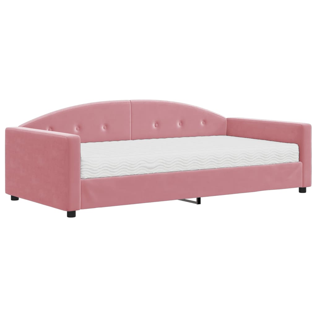 vidaXL Sofa z materacem do spania, różowa, 100x200 cm, aksamit