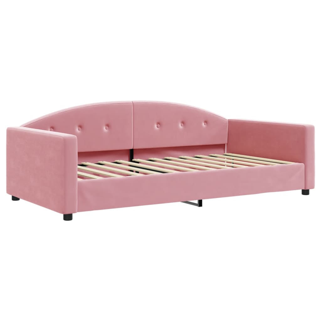 vidaXL Sofa z materacem do spania, różowa, 100x200 cm, aksamit