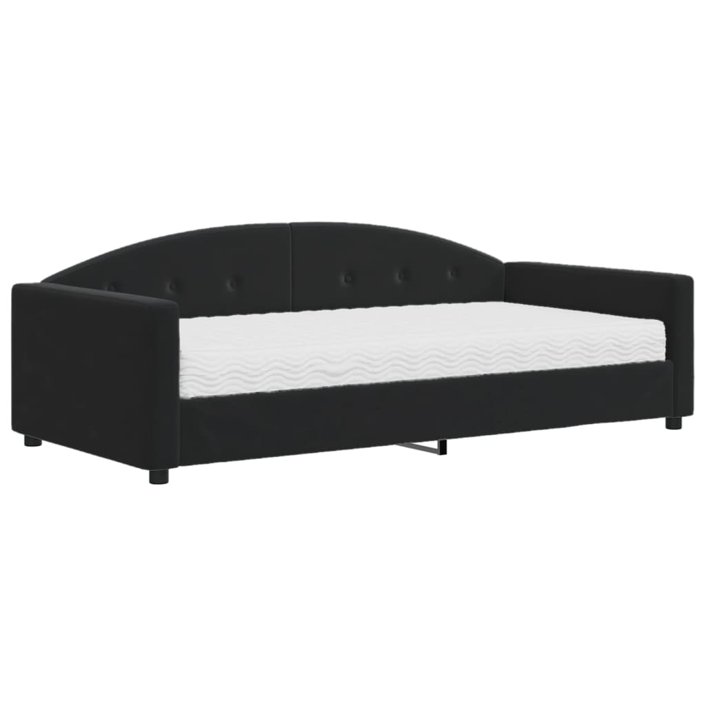 vidaXL Sofa z materacem do spania, czarna, 100x200 cm, aksamit