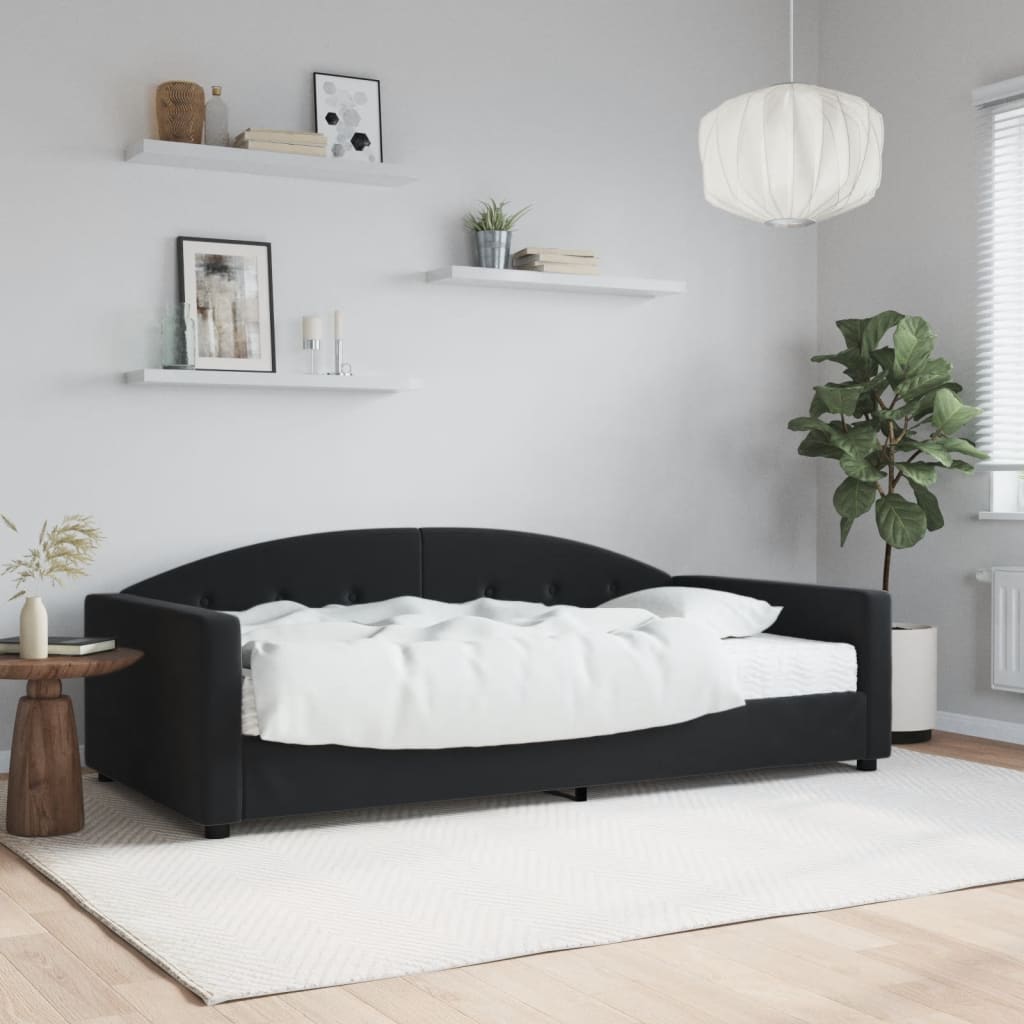 vidaXL Sofa z materacem do spania, czarna, 100x200 cm, aksamit