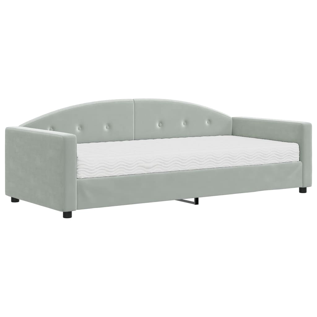 vidaXL Sofa z materacem do spania, jasnoszara, 90x190 cm, aksamit