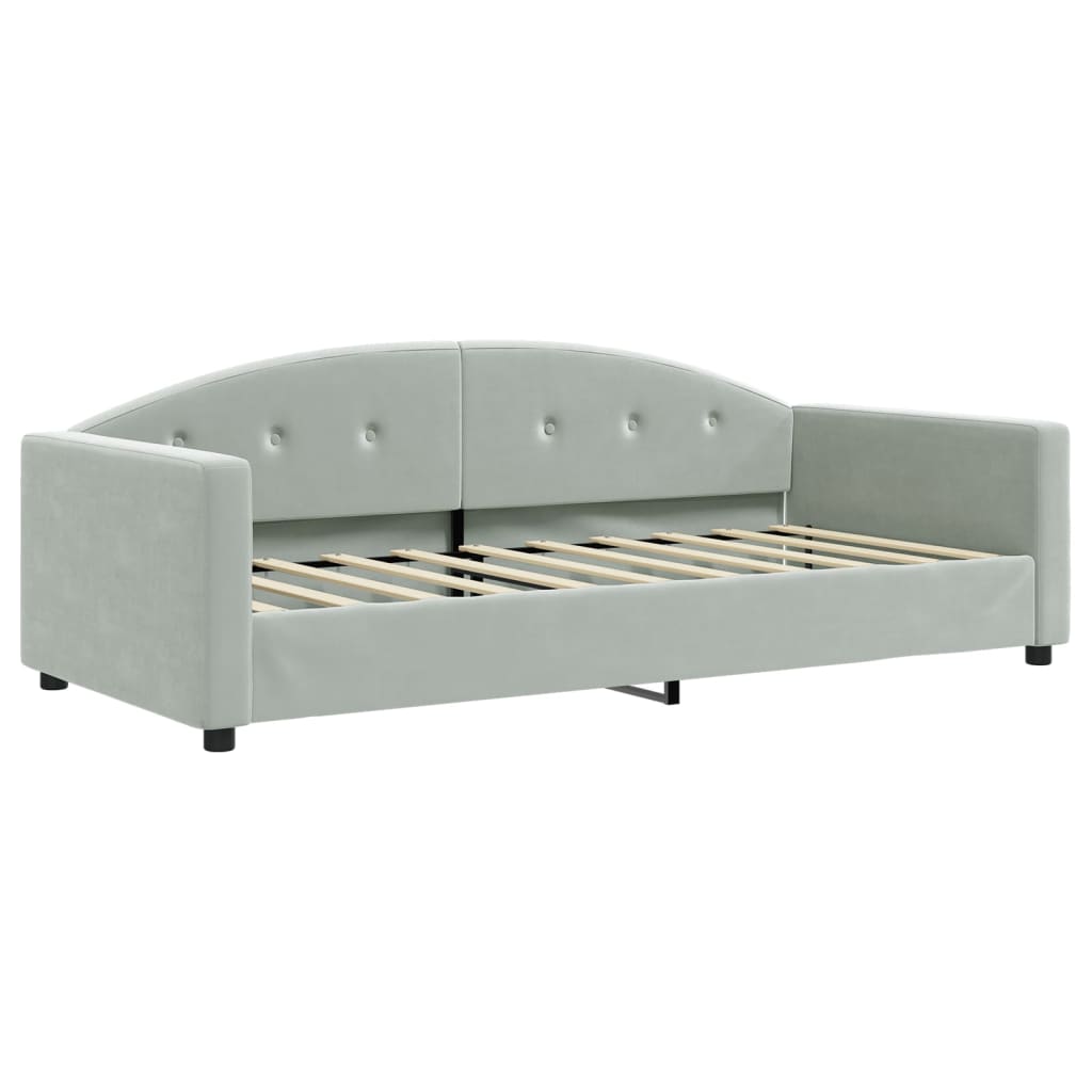 vidaXL Sofa z materacem do spania, jasnoszara, 90x190 cm, aksamit