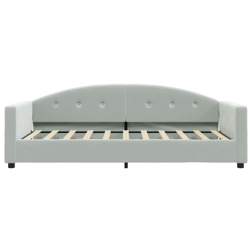 vidaXL Sofa z materacem do spania, jasnoszara, 90x190 cm, aksamit