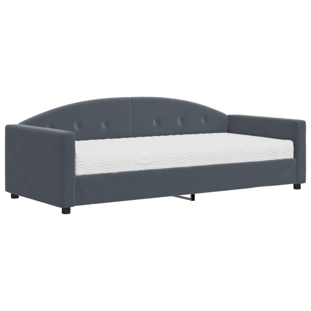 vidaXL Sofa z materacem do spania, ciemnoszara, 90x190 cm, aksamit