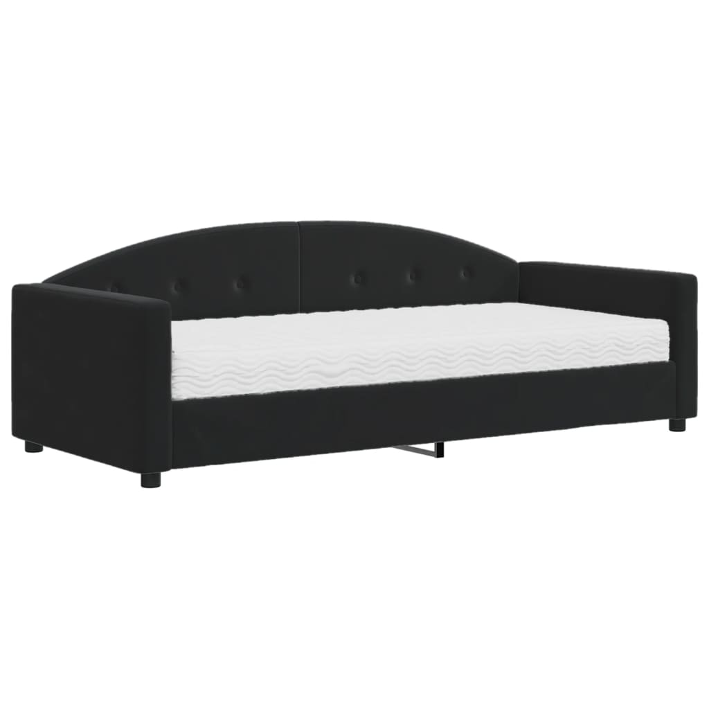 vidaXL Sofa z materacem do spania, czarna, 90x190 cm, aksamit