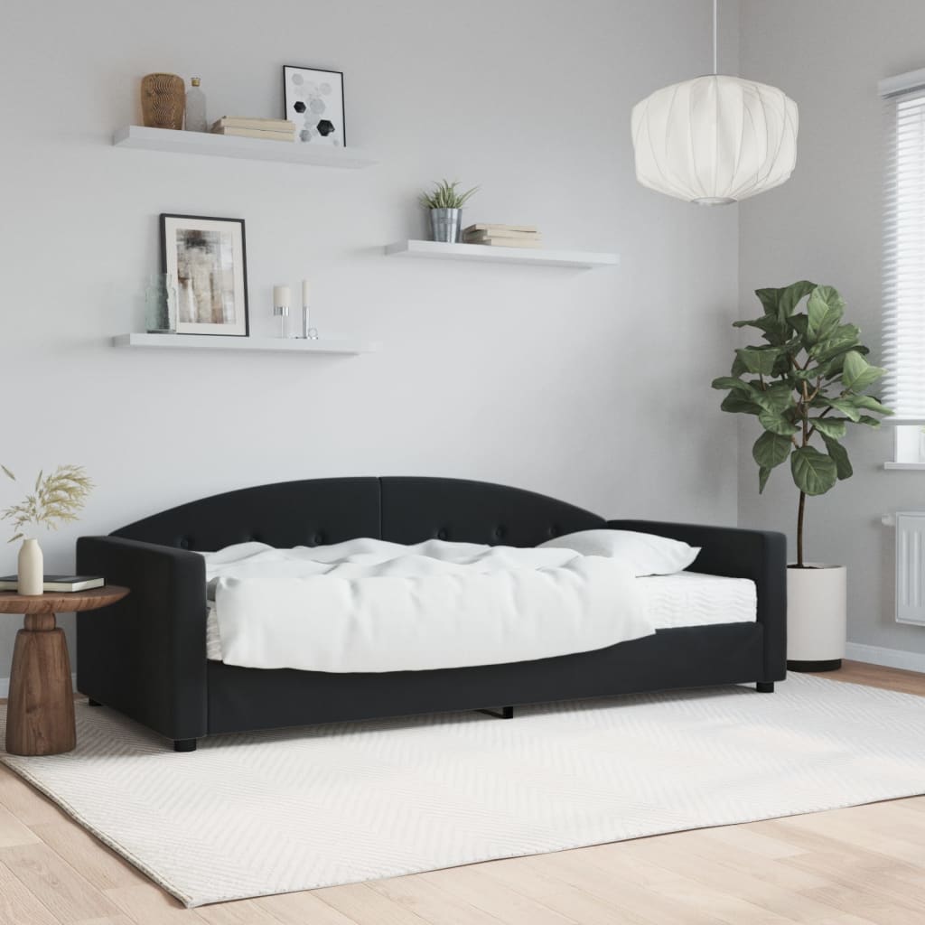vidaXL Sofa z materacem do spania, czarna, 90x190 cm, aksamit