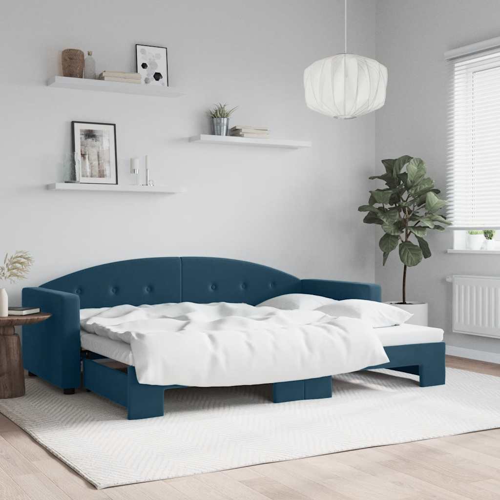 vidaXL Sofa rozsuwana, niebieska, 80x200 cm, aksamit