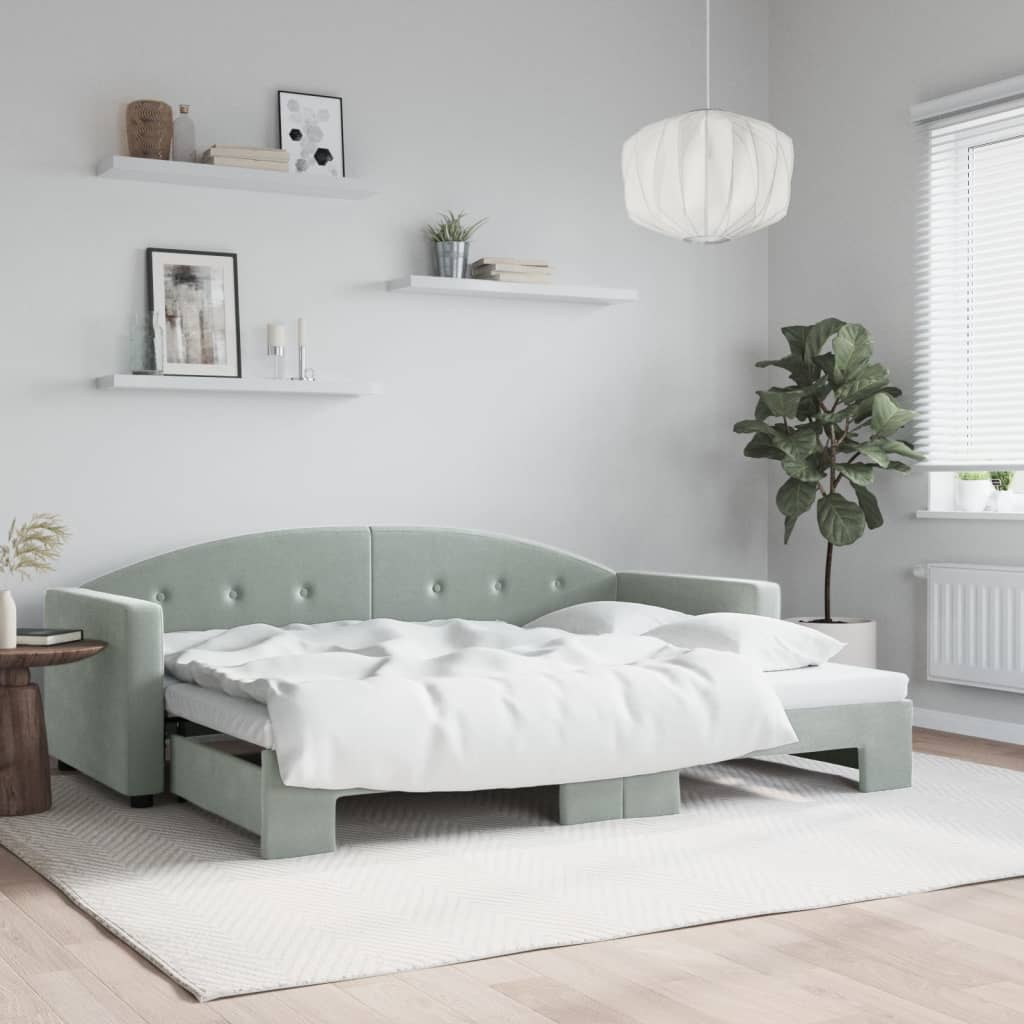 vidaXL Sofa rozsuwana, jasnoszara, 80x200 cm, aksamit