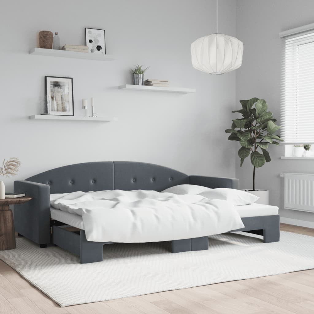 vidaXL Sofa rozsuwana, ciemnozielona, 80x200 cm, aksamit