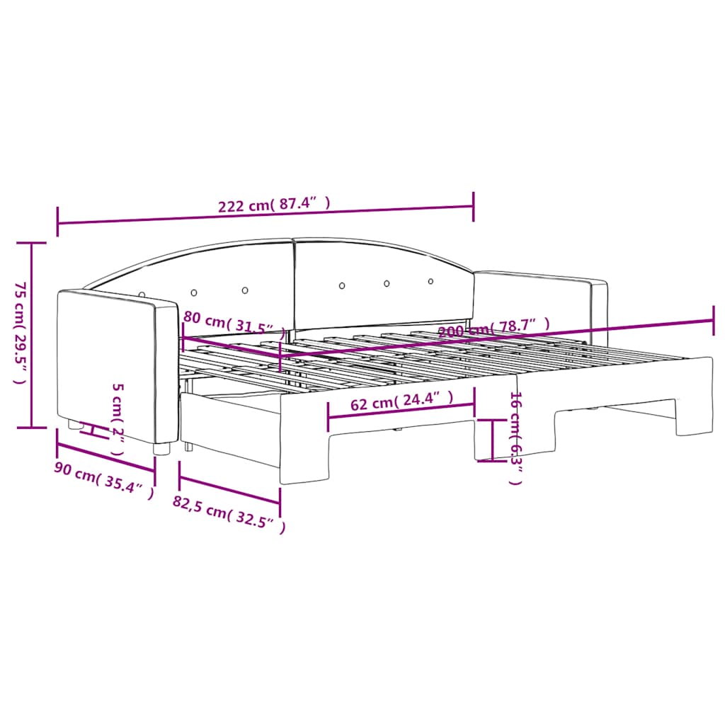 vidaXL Sofa rozsuwana, ciemnozielona, 80x200 cm, aksamit