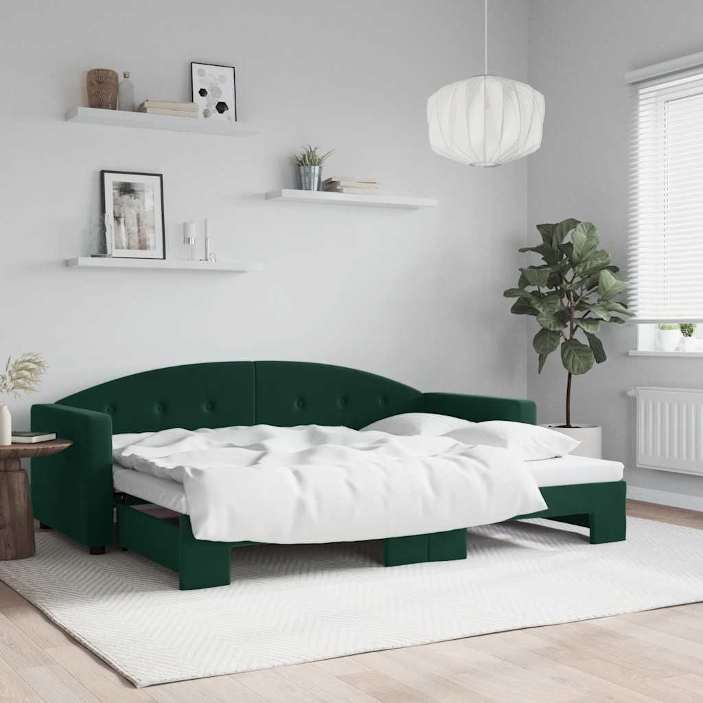 vidaXL Sofa rozsuwana, ciemnozielona, 80x200 cm, aksamit