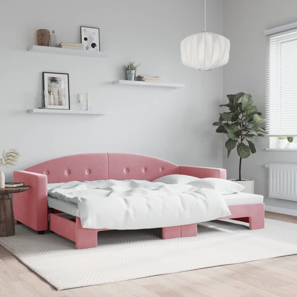 vidaXL Sofa rozsuwana, różowa, 80x200 cm, aksamit