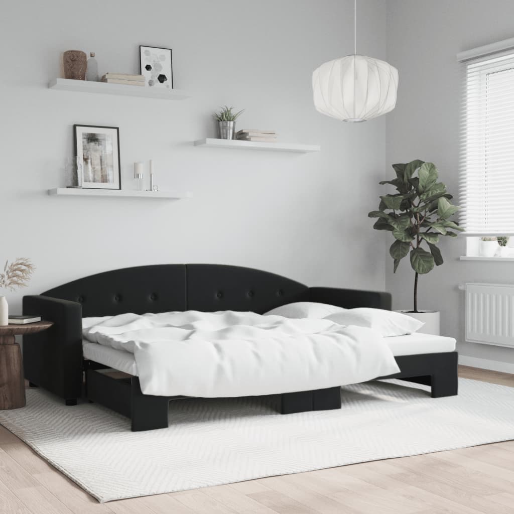 vidaXL Sofa rozsuwana, czarna, 80x200 cm, aksamit