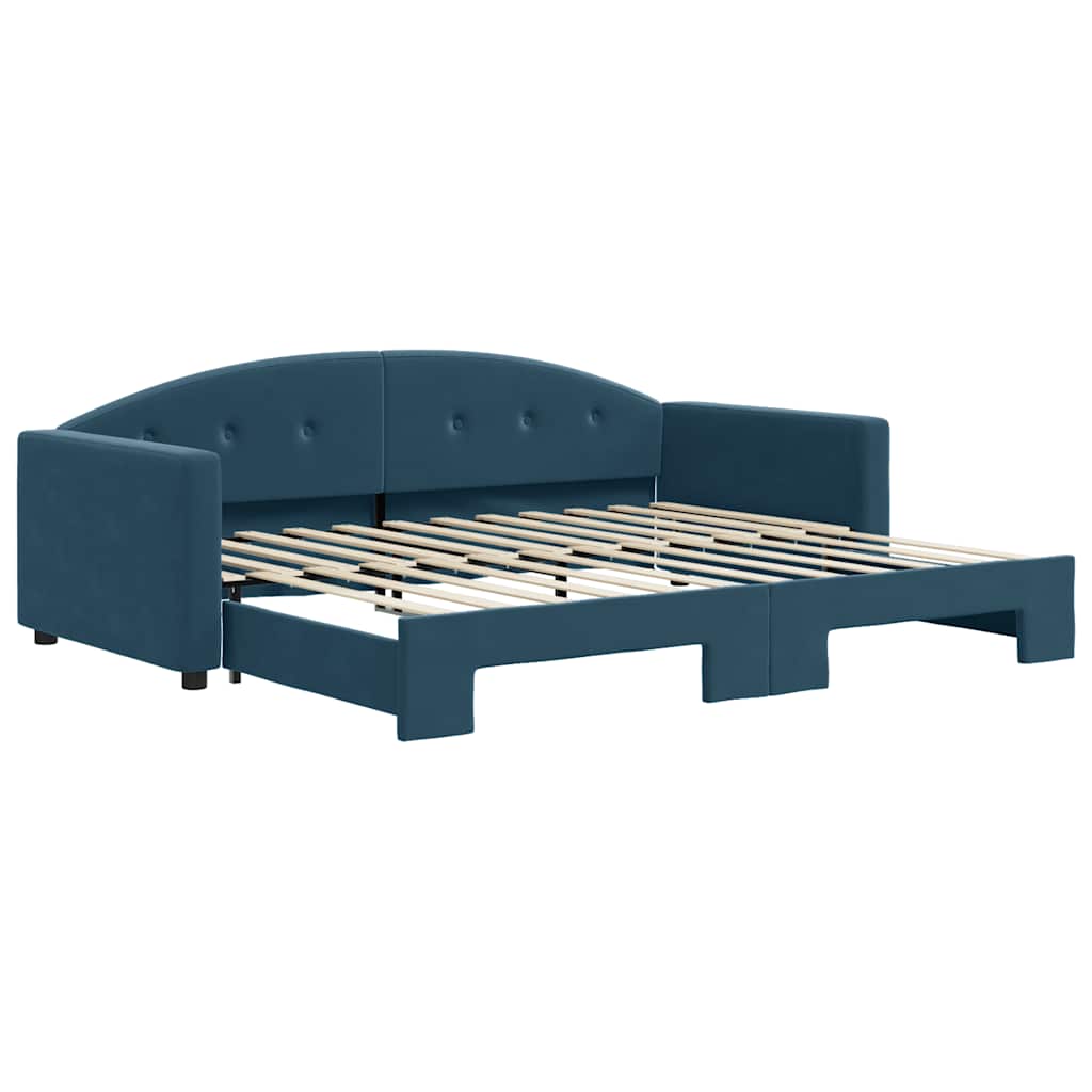 vidaXL Sofa rozsuwana, niebieska, 90x200 cm, aksamit